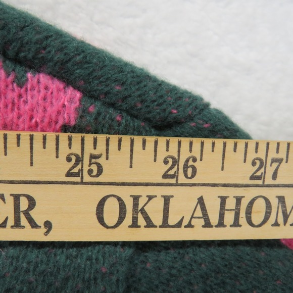Shein Sweater Womens XL Green Pink Heart Print Pullover Crewneck Knit Cute Cozy - Picture 6 of 8